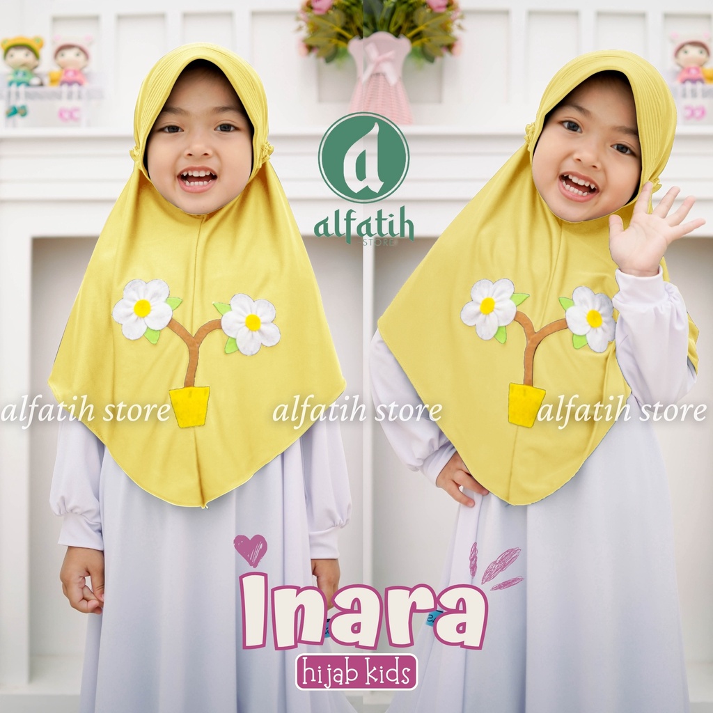 JILBAB ANAK TK - SD INARA / BUNGA INARA / JILBAB ANAK USIA 4-7 TAHUN / PAKAIAN MUSLIMANAK PEREMPUAN / KERUDUNG ANAK TK / HIJAB ANAK TK-SD KHIMAR ANAK