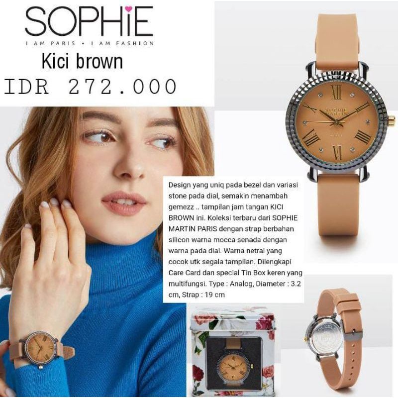 JAM TANGAN WANITA KICI BROWN SOPHIE MARTIN PARIS PROMO TERMURAH