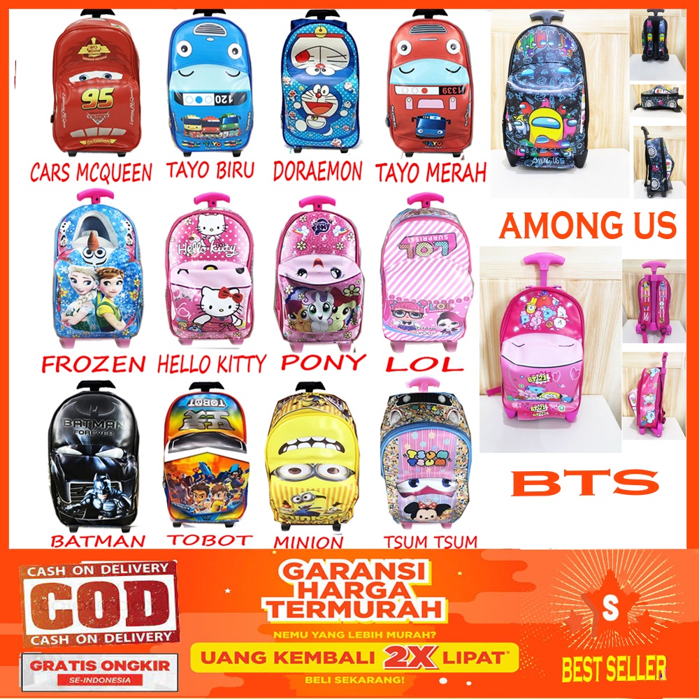 cod   best seller   tas troli   ransel tas troley sekolah anak tk on the road tas sekolah tas bus ta