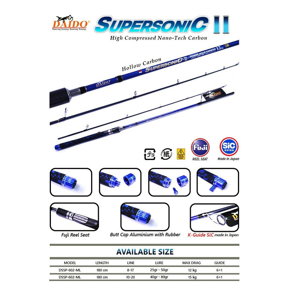 Joran Spinning Daido Supersonic ll 2 8-17lb 10-20lb 180 cm Limited
