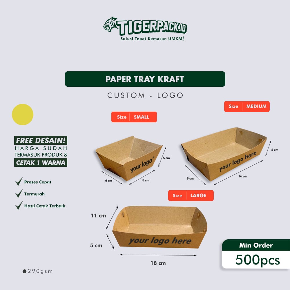 

Paper tray kraft Custom Logo FREE DESIGN - Small