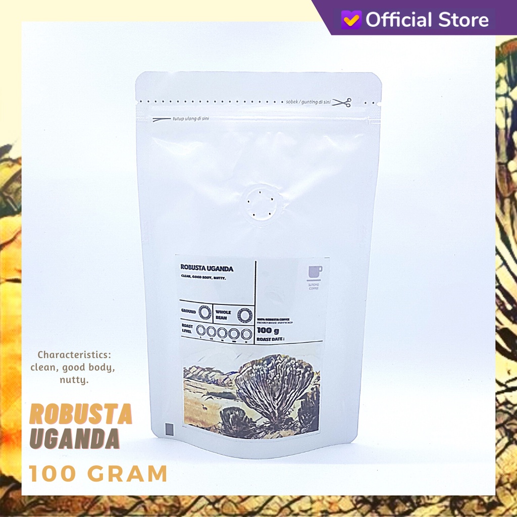 SUTOYO COFFEE – Kopi Robusta Uganda Nile 100 Gram | Imported Beans| Es Kopi Susu Blend | Espresso | Medium Dark Roast | Single Origin | Kopi Import | Sutoyo Coffee