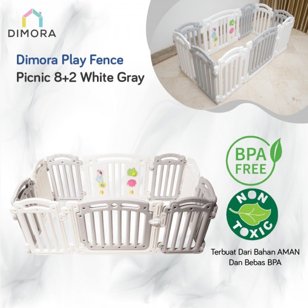 Dimora Fence PLAY 8 + 2 - Pink &amp; White Color Panel - Pagar pengaman anak