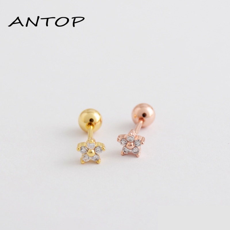 Fashion Sederhana Indah Bunga Bentuk Zirkon Tidak Ada Alergi Ear Studs Wanita Perhiasan Hadiah ANTOP