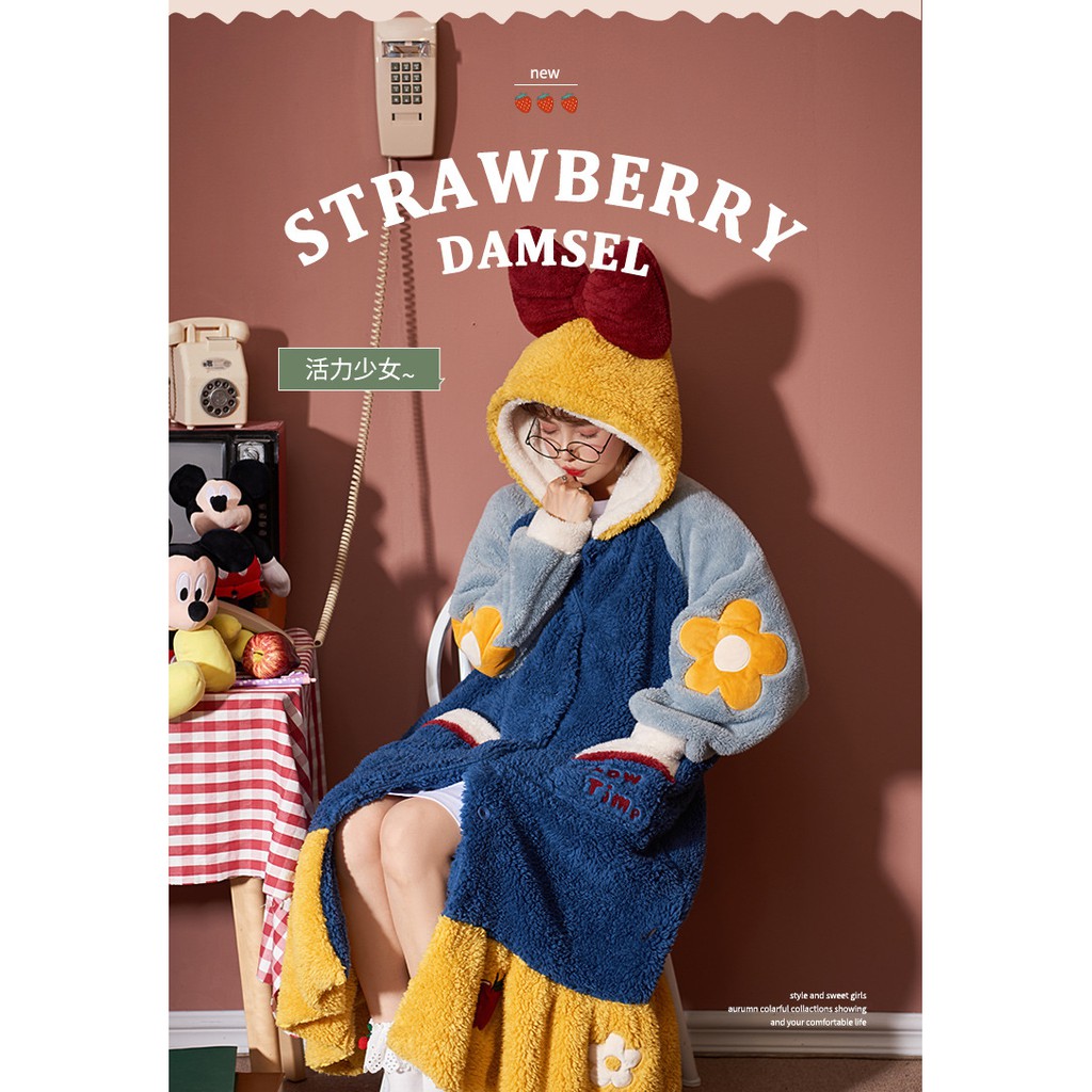 MR-66 snow white winter selimut piyama baju tidur musim dingin bulu tebal halus hangat