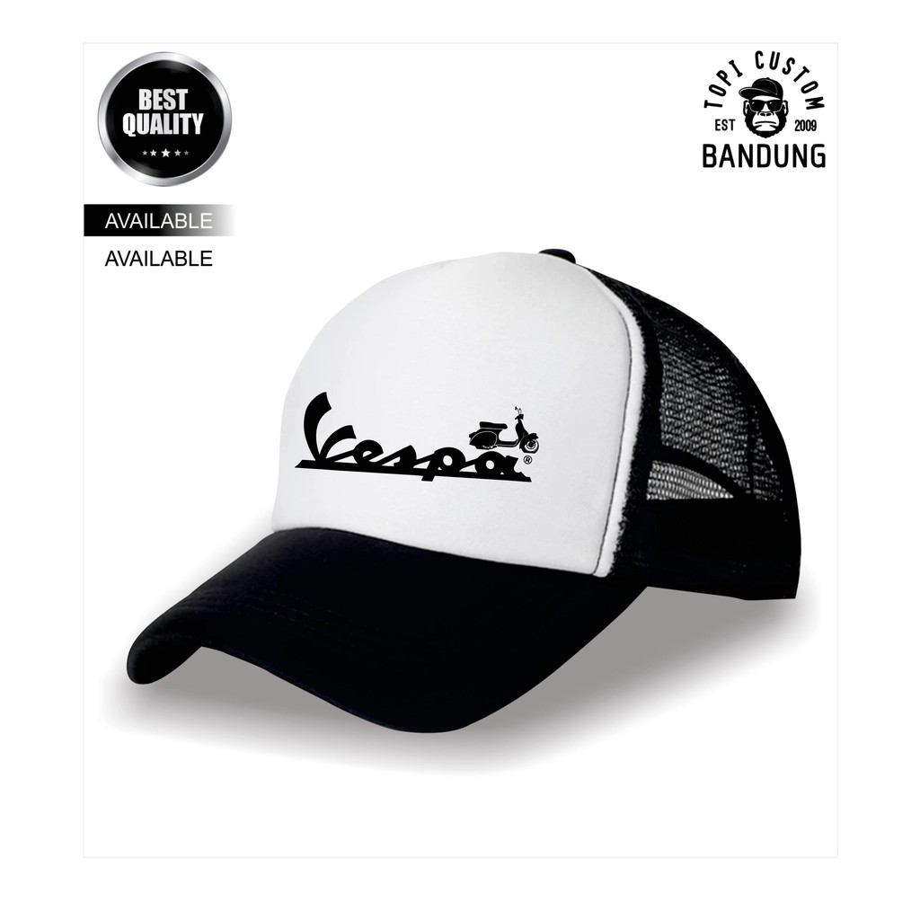 Topi Trucker VESPA Pria Wanita Topi Jaring Jala VESPA Trucker Cap Bisa Tulis Nama Bisa COD Gratis Masker Original High Premium Qualit