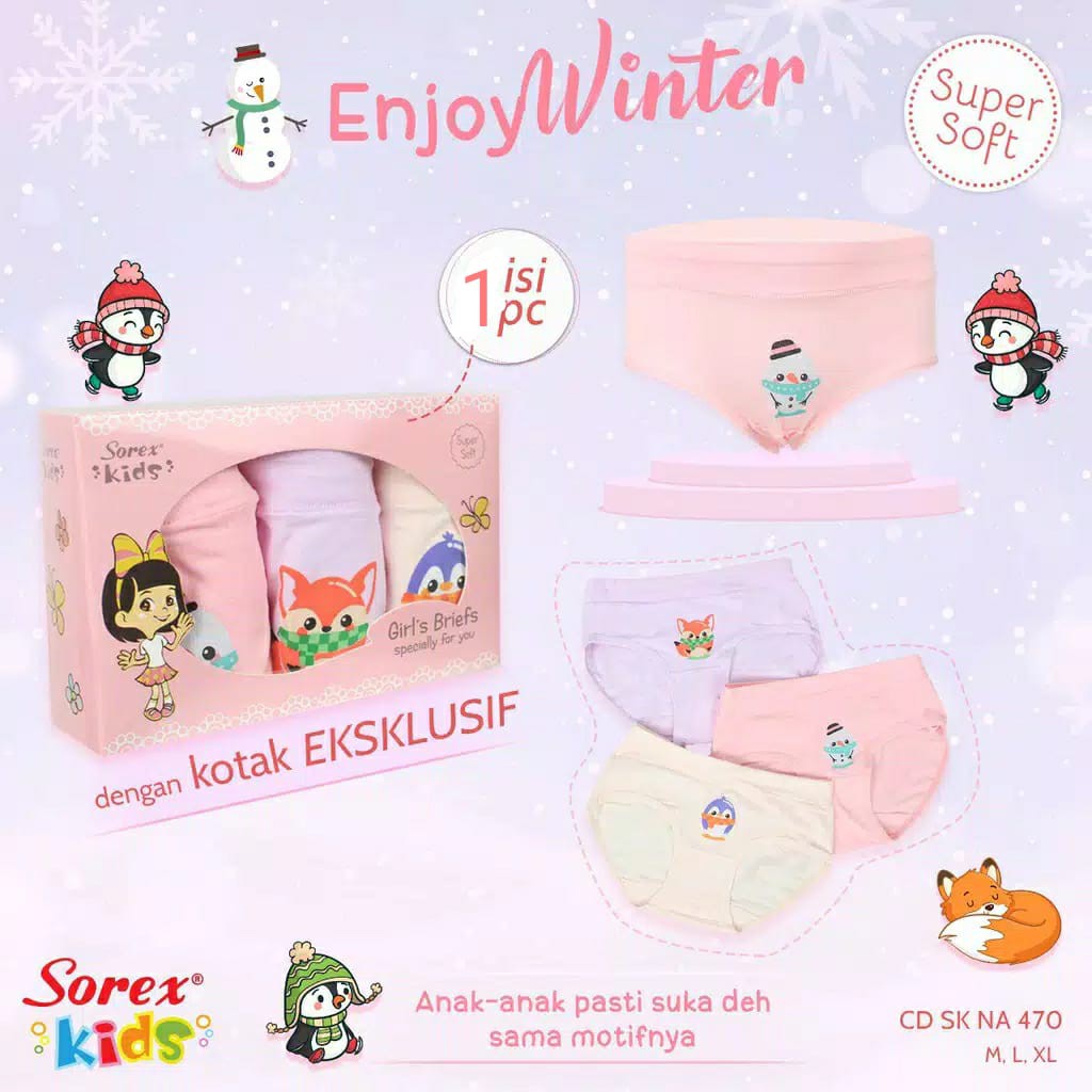 gosSOREX  Kids Girls BOXER Anak Celana Dalam Anak Perempuan CD PolosBergambar Super Soft(perbiji)