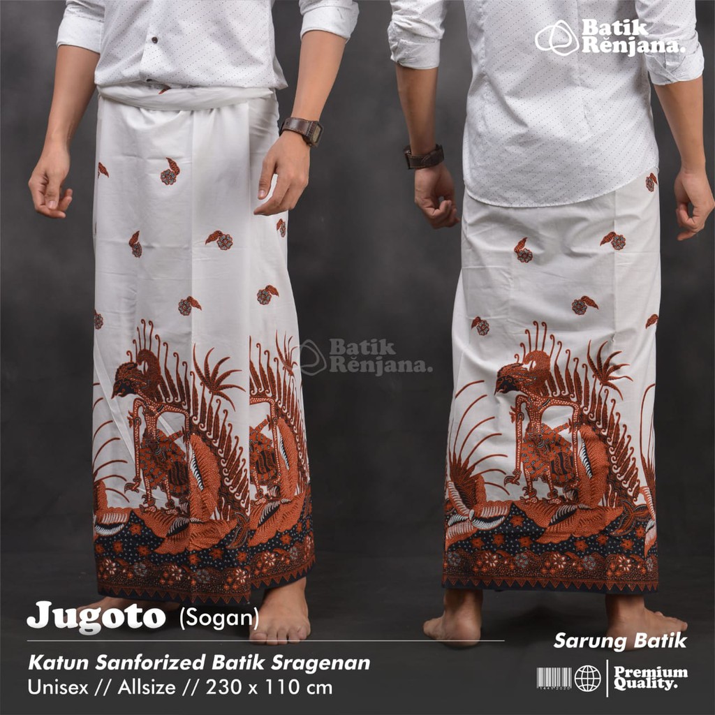 JUGOTO Sarung Batik Pria Cowok Dewasa Premium Motif Batik Lebaran Asli Solo ALL Size RENJANA