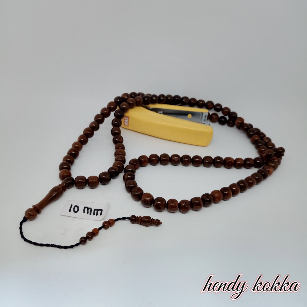 Tasbih Kokka kaukah 99 bulat 10 mm coklat