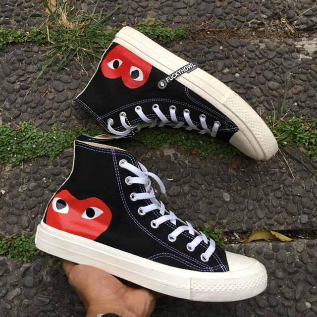 Sepatu Converse CDG Play High Black White