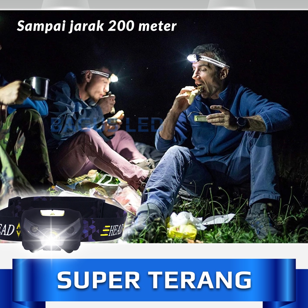 [COD] HEADLAMP RED SENSOR SENTER KEPALA PORTABLE WATERPROOF