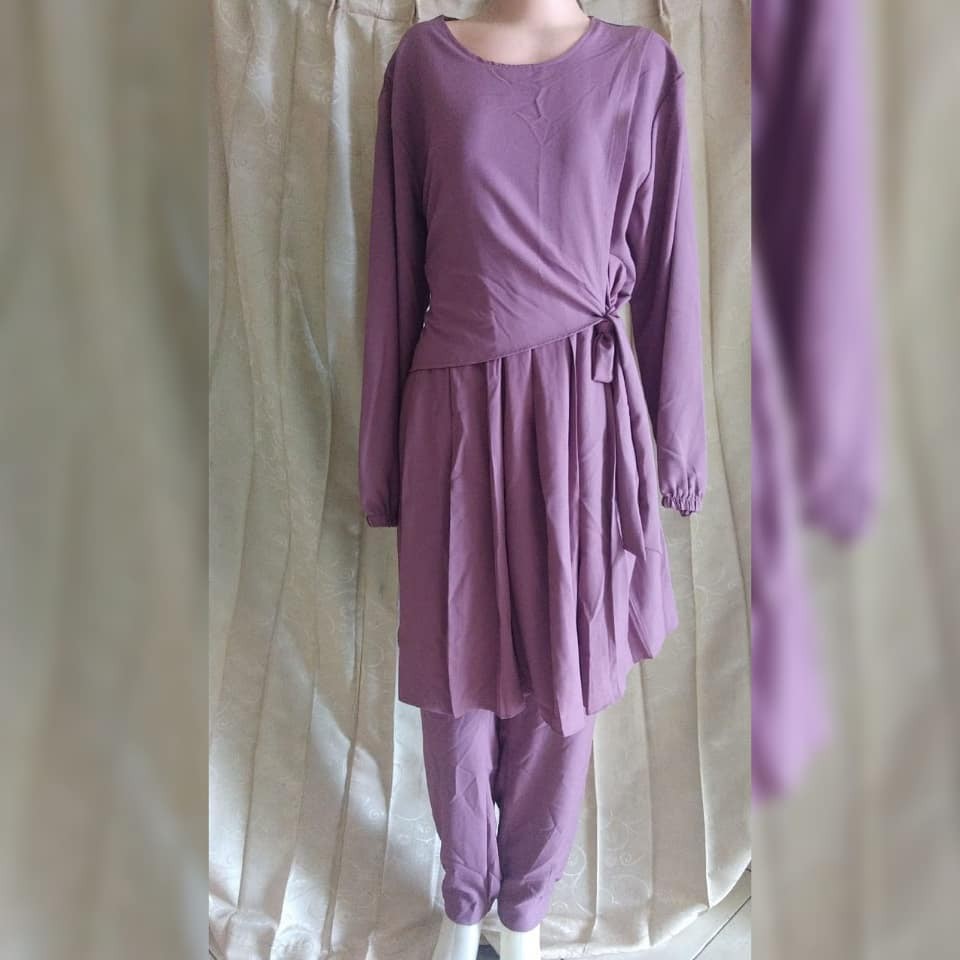 Baju muslim setelan dewasa - Ungu muda