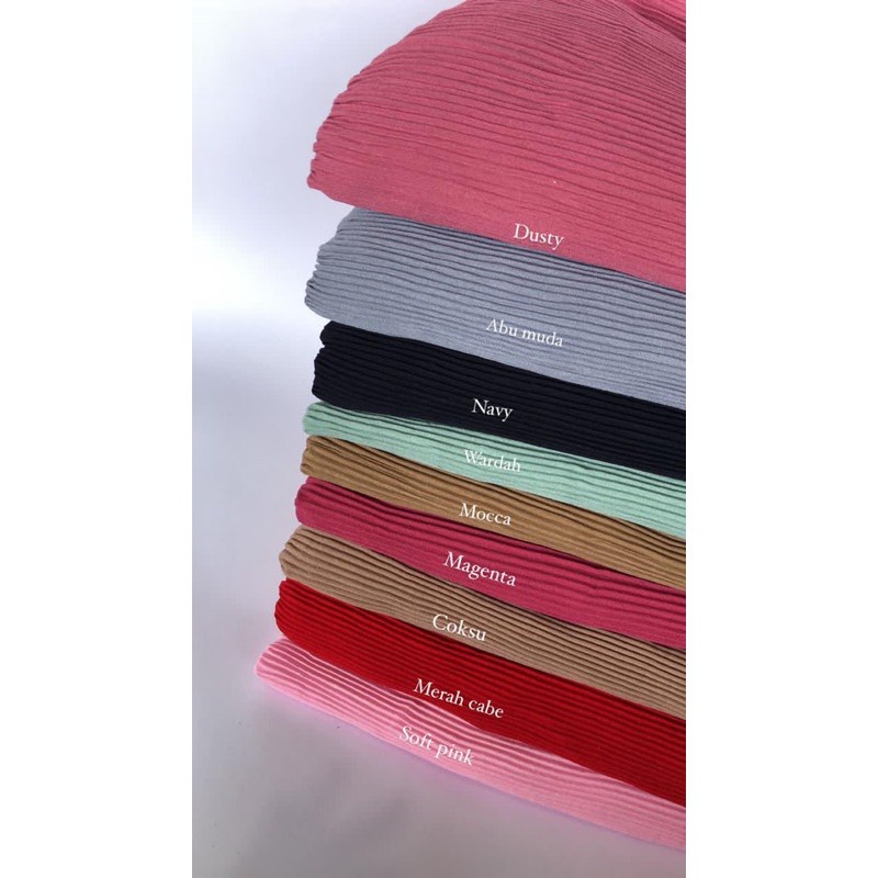 Pashmina Plisket full lidi 180x75 Hijab flisket Pashmina Plisket jilbab pleated shawl kerudung-Plisket coklat tua