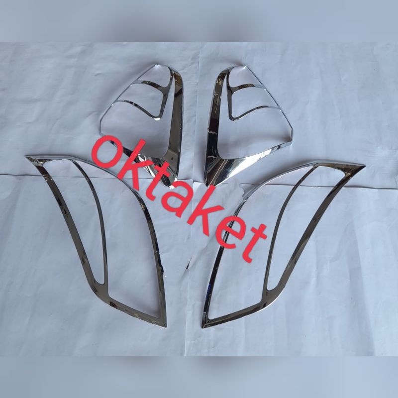 Paket Garnish lampu depan belakang mobil Rush Terios 2008 2009 2010 2011 Hitam &amp; Chrome jsl