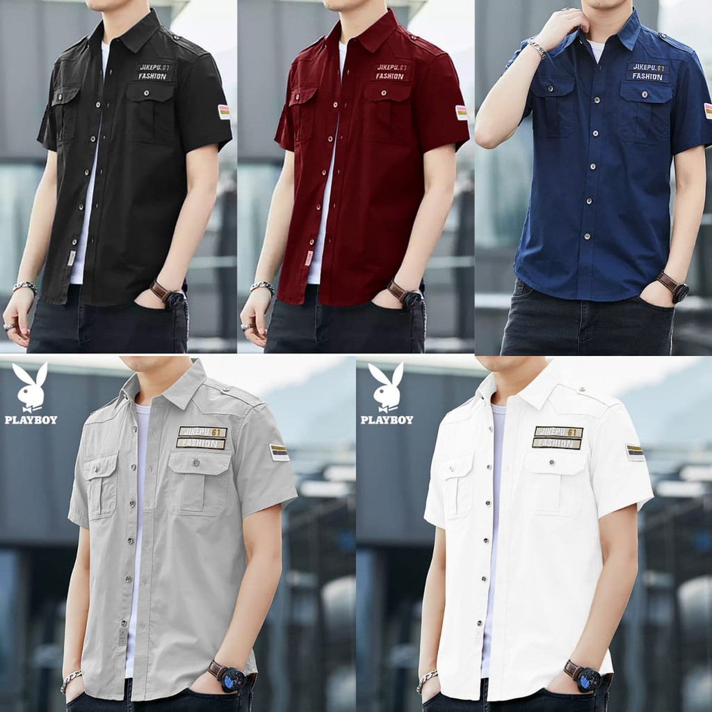 Kemeja Lengan Pendek Pria Hem Casual Barry Baju Pria Distro