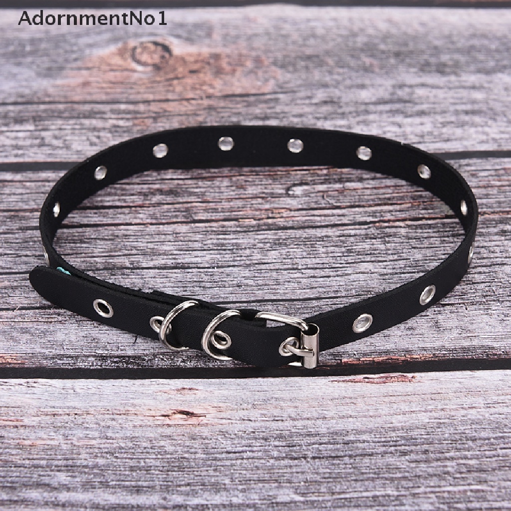 (AdornmentNo1) Kalung Choker Bahan Kulit Imitasi Model Punk / Gothic Sexy Untuk Wanita