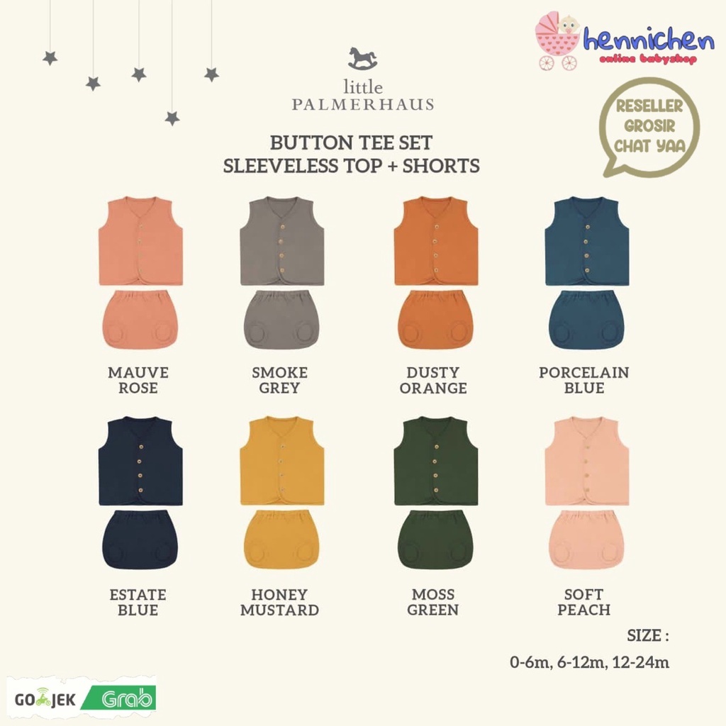 PROMO 7.7 PROMO BAJU LEBARAN Little Palmerhaus Button Tee Kutung Sleeveless Setelan Kutung Set singlet set  BAJU ANAK / BAJU BAYI