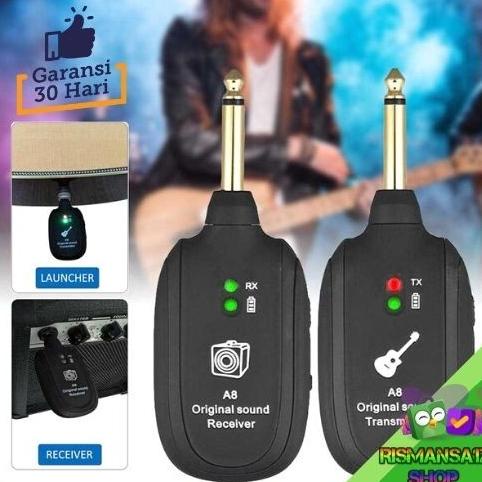 Wireless System Gitar Transmitter Receiver Jack Gitar Bass Jarak Jauh