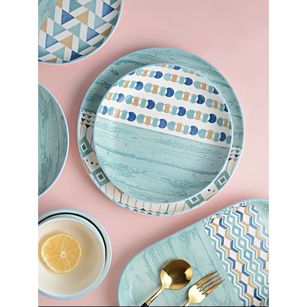 Mangkok Cantik Piring Cantik Mangkok Keramik Piring Keramik Piring Set Polkadot