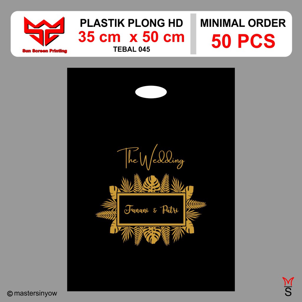 Sablon Plastik Packing Olshop Murah Plong Hd 35 x 50 Free Design isi 50 pcs