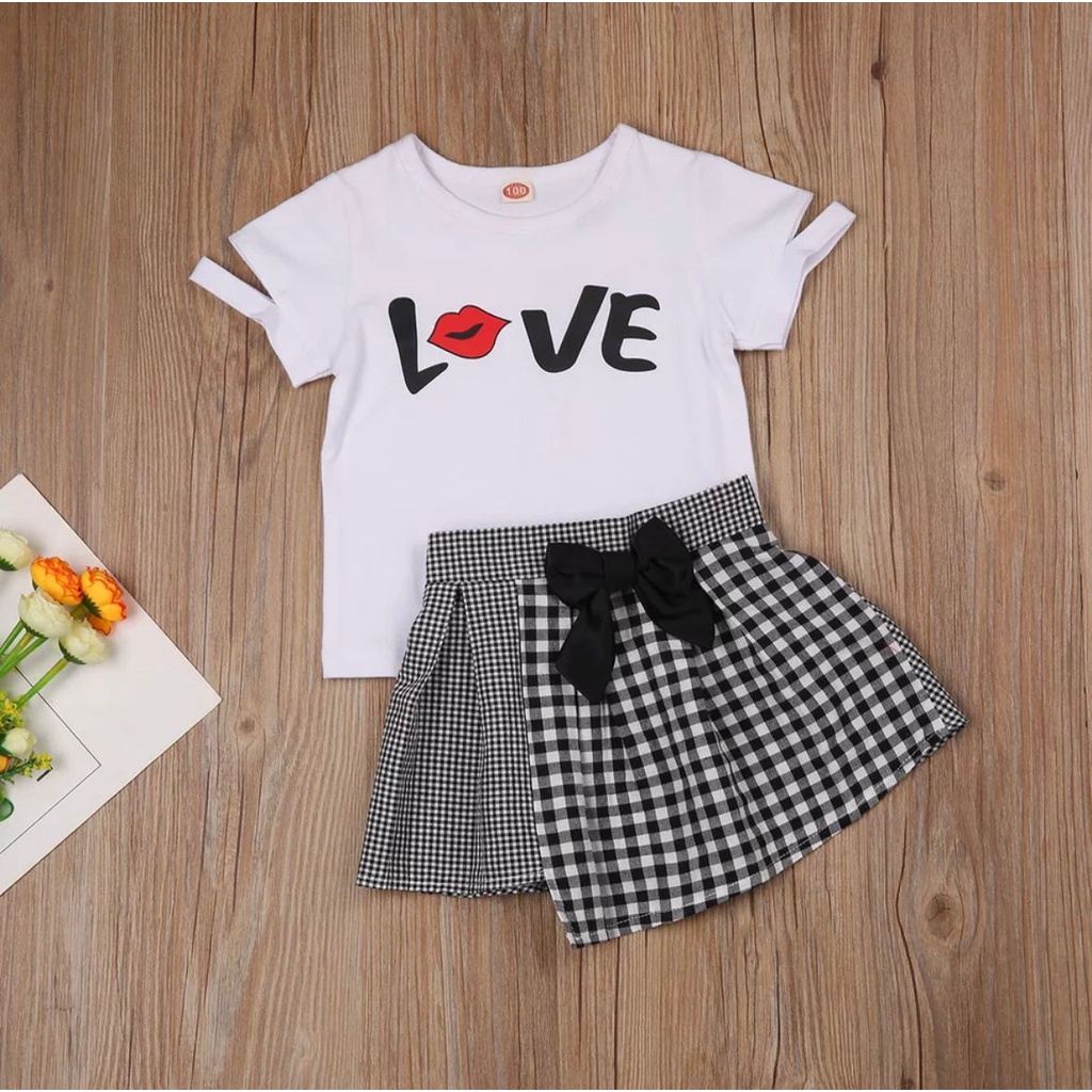 SETELAN DRES ANAK PEREMPUAN UMUR 1-5 TAHUN MOTIF LOVE BAJU ATASAN ANAK PEREMPUAN TERBARU OUTFIT ANAK MASA KINI FASHION ANAK TERLARIS TERMURAH