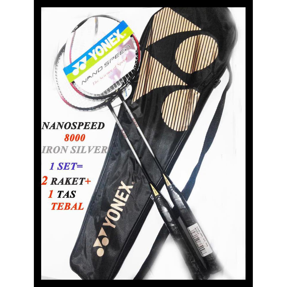 Produk Terbaru Raket Badminton Yonex Nanospeed 8000 Silver Iron Ganda 2 Pcs Shopee Indonesia