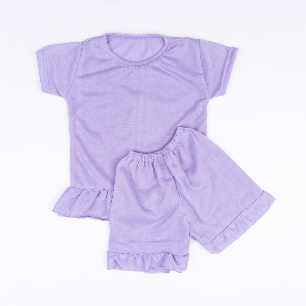 SETELAN RUFFLE SET POLOS / SETELAN ANAK PEREMPUAN POLOS / SETELAN BALITA POLOS