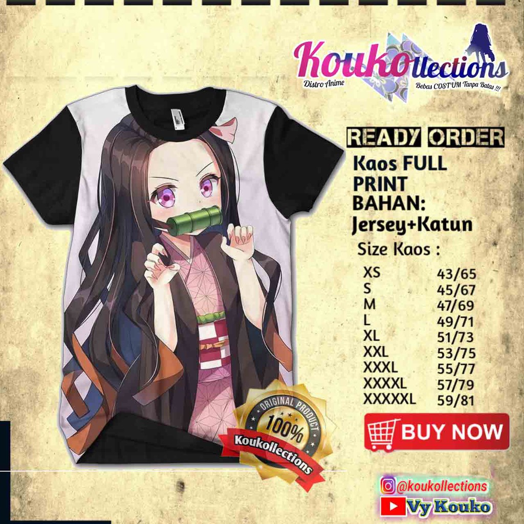 DISKON KAOS 3D NEZUKO KIMETSU NO YAIBA-pakaian pria dan wanita ,BAJU ANIME, anime stuff,poster anime
