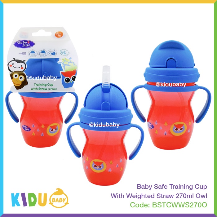 Baby Safe Botol Minum Anak Training Cup With Weighted Straw 270ml Kidu Baby
