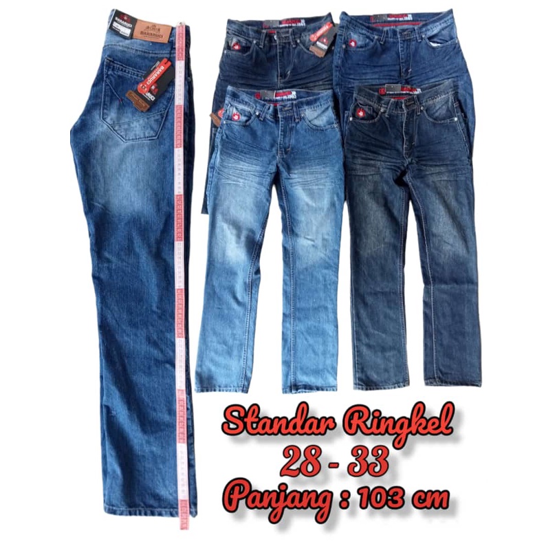 Celana Jeans Panjang Standar Reguller Ringkel Original Bararuci Pemium Size 28 Sampai 33 Model Kekinian