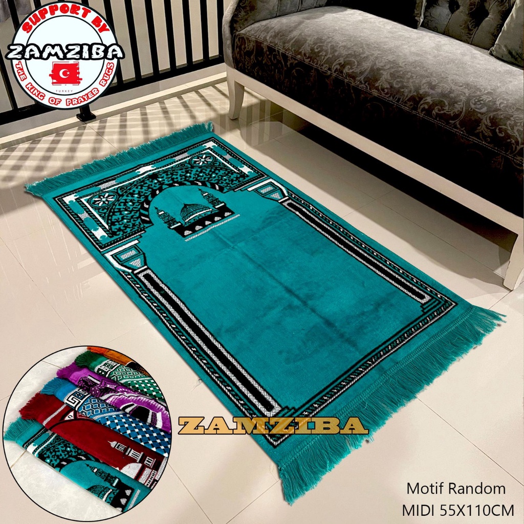 Sajadah Turkey Turki Ukuran Midi 55x110 cm Bahan Beludru Peralatan Sholat By Zamziba Sajadah