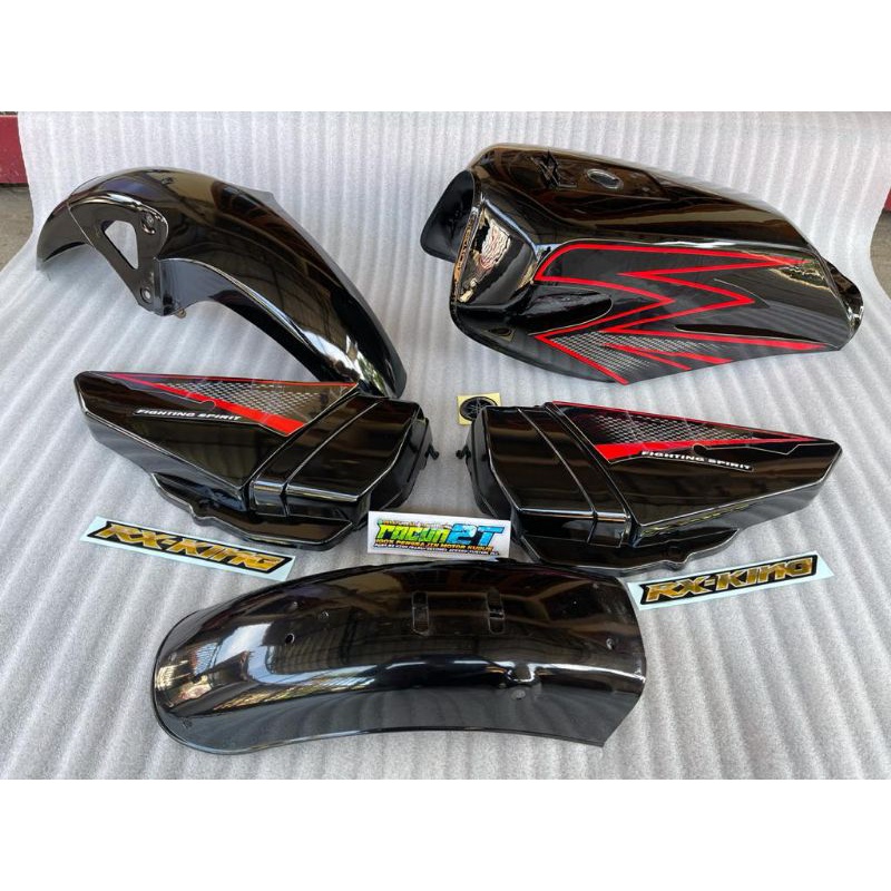 bodi set RX king 2003 striping stiker variasi/custom hitam merah