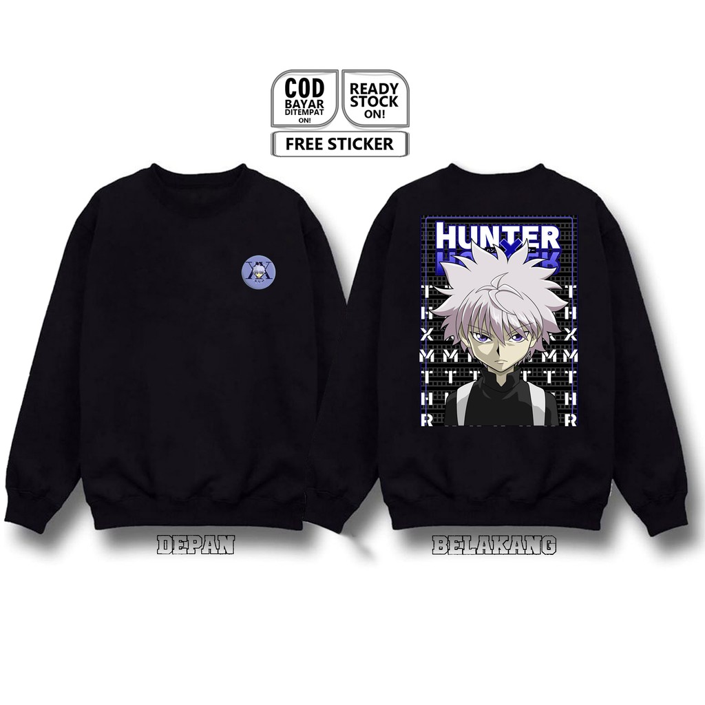 SWEATER CREWNECK KILLUA ZOLDYCK HUNTER X HUNTER GON FREECSS ASSASIN SWEATER ANIME MANGA HISOKA SIGN