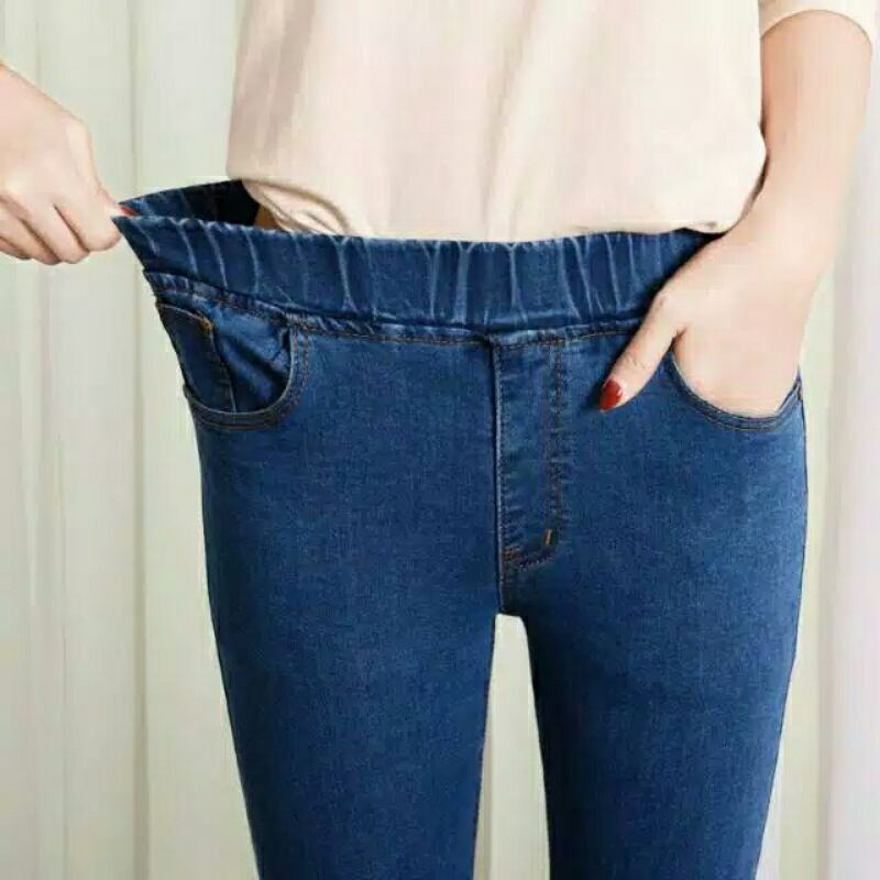celana jegging/legging jeans wanita pensil Prada ukuran jumbo/bahan tebal alus