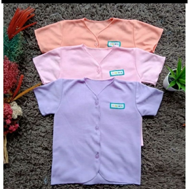 Baju Bayi Polos Lengan Pendek S M dan Jumbo/L  6pcs SNI-Polos pendek Girl NB