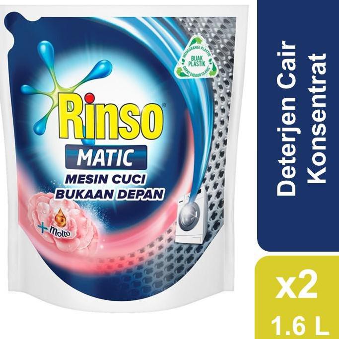 >Rinso Matic Deterjen Cair Bukaan Depan 1.6 Liter Twin Pack - Perlindungan Dari Bakteri Mac4m2,,<