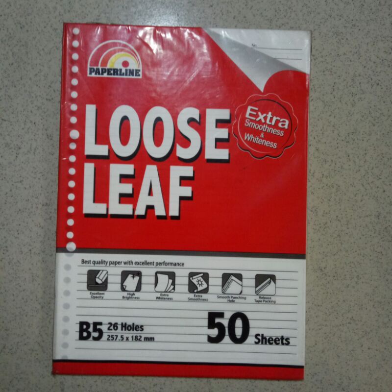 

Kertas Binder Loose Leaf B5 - 50 lembar/sheets