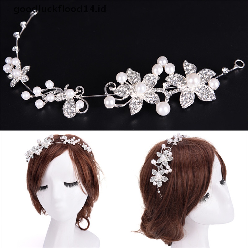 [OOID] New Crystal Rhinestone Pearl Headband Silver Wedding Party Tiara Bridal Hairclip ID