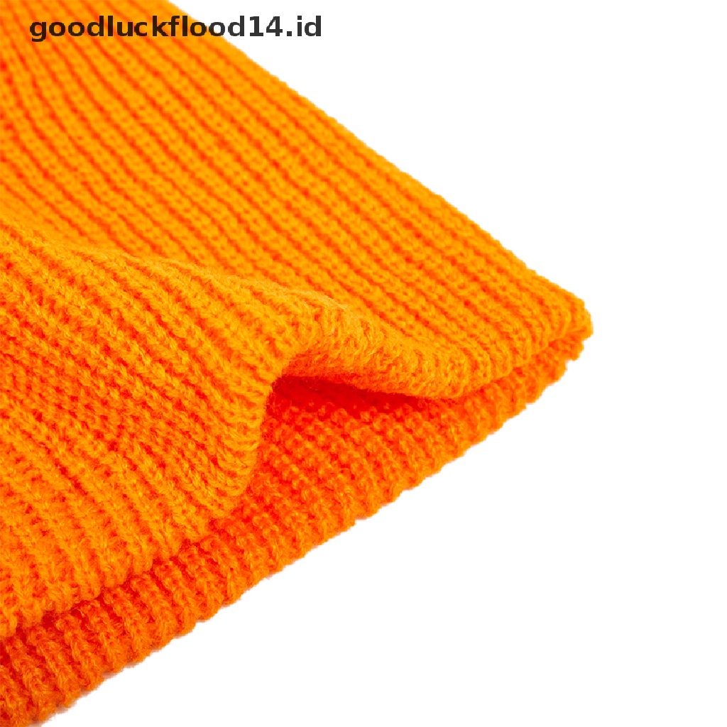 [OOID] Knitted Hats Women Black Beanie Thick Hat Winter Hats Beanies  Skullcap ID