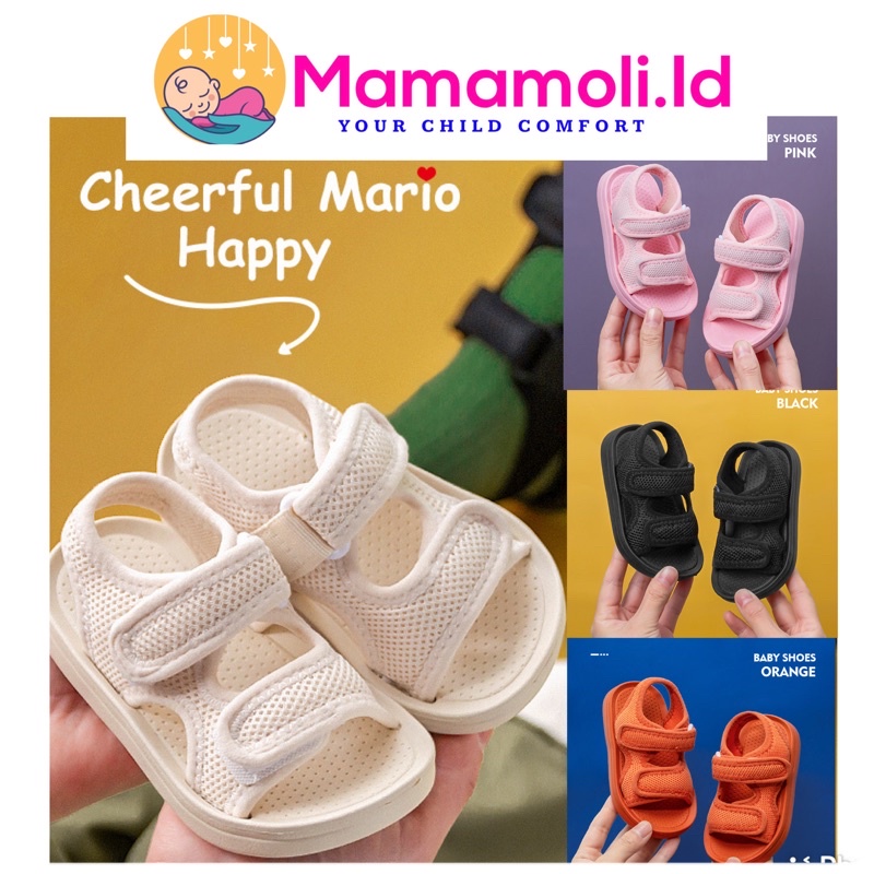 Sepatu Sandal Anak Laki Laki Perempuan Breathable Mario EVA/ Sandal Gunung Anak Premium/ Sandal Anak Viral/ Sendal Anak Laki Laki Perempuan/ Sepatu Sandal Anak Kain Jala Premium Import Model Mamamoli/ Sepatu Sandal Anak Cheerful Mario Happy Original Ori