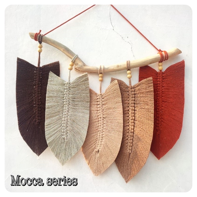 macrame daun leaf makram hiasan dinding