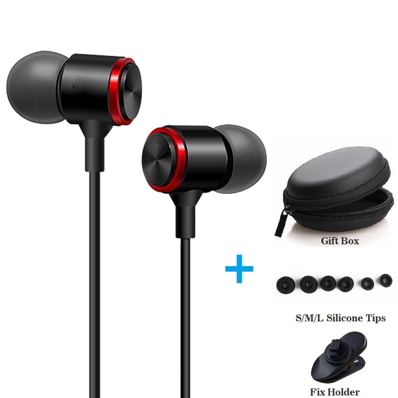 Noise Reduction Wired Headphones Microphone Subwoofer Headset In-ear Metal Sports Music Earphones With 3.5mm Jack For Android IOS