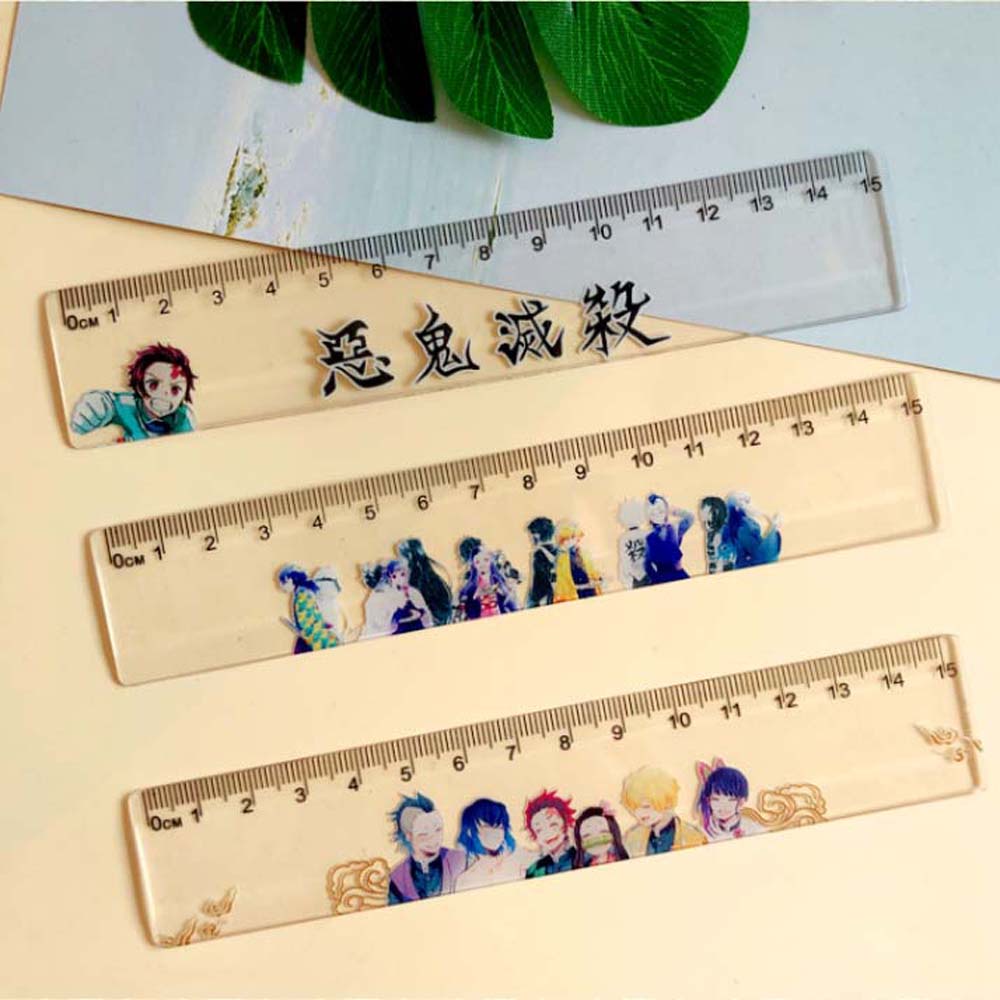 ELEGANT Cartoon Ruler Painting Demon Slayer Measure Ruler Agatsuma Zenitsu Kimetsu No Yaiba Office School Supplies Students Acrylic Kamado Nezuko Anime Stationery