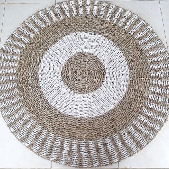 Rug Bulat Karpet Rotan Natural Mix Diamater 120cm