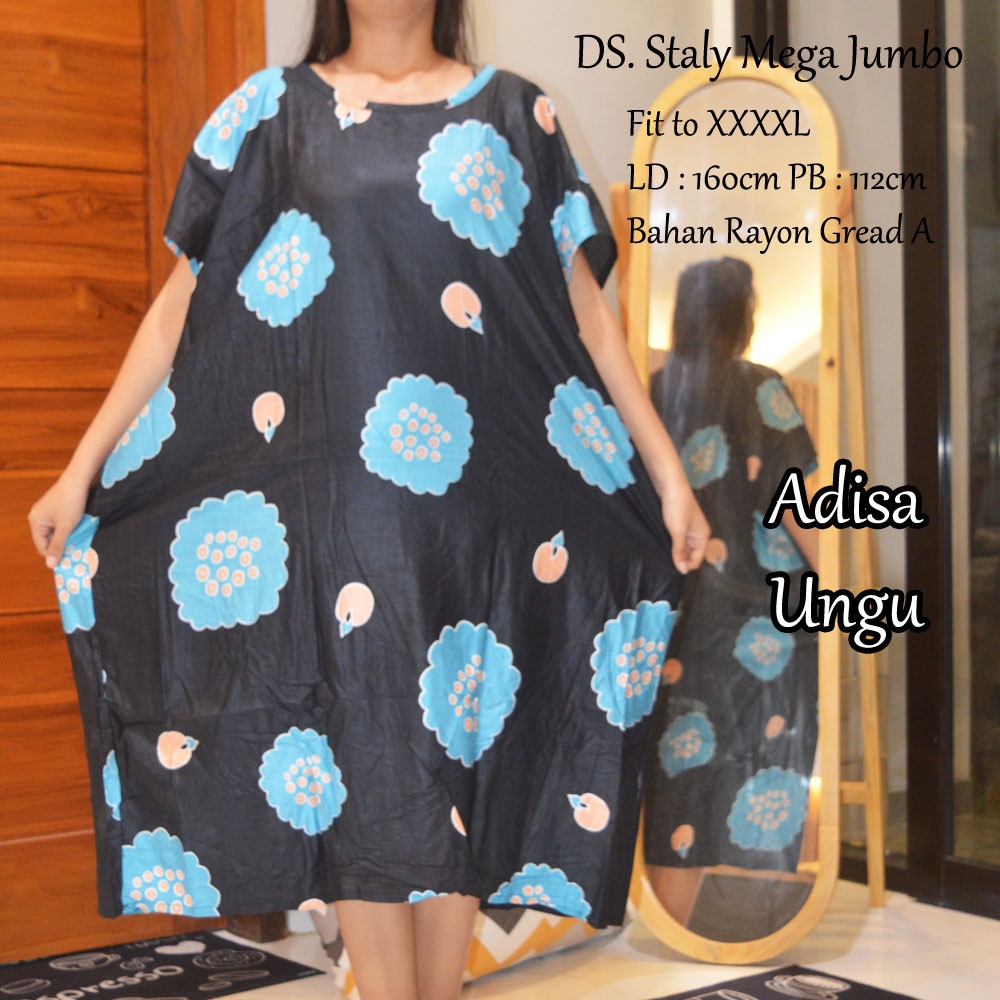 Daster Mega Jumbo Staly LD 160cm || Daster Jumbo Murah-Adisa Biru A