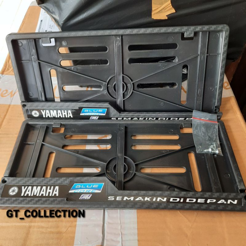 Dudukan Plat Nomor Karbon Hitam Sticker Yamaha Bingkai Plat Nomor Variasi Motor Universal