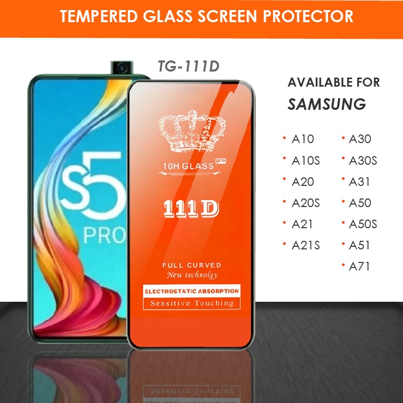 TEMPERED GLASS 111D SAMSUNG A10 A11 A10S A20 A20S A21 A21S A30 A30S A31 A50 A50S A51 A70 A70S A80 J2