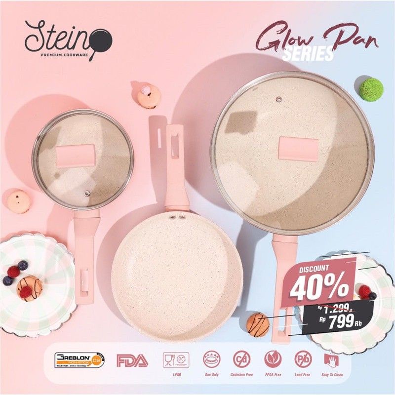 Stein Glow Pan Series Panci Set Steincookware 3 Pan 2 Lid Wajan Penggorengan Panci Susu