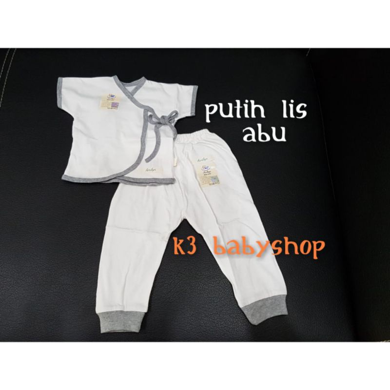 Aerilyn setelan kimono pendek celana panjang stelan baju bayi piyama 0-3 bulan dan 3-6bln baju newborn abu khaki putih navy pink ungu tosca two tone murah