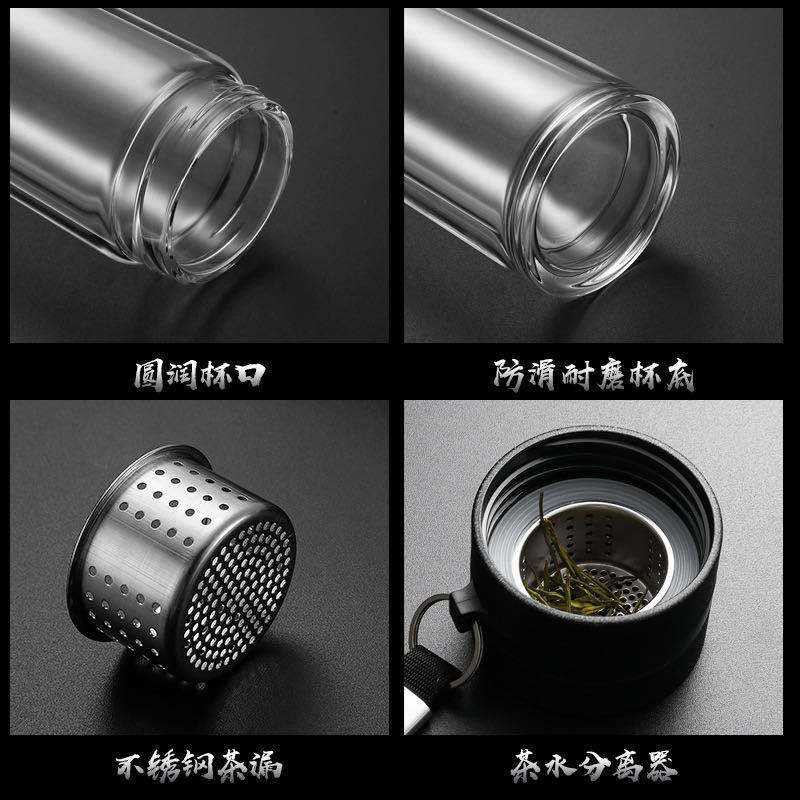 Botol Minum Portable Tumbler Tea Separation Cups 400ml Berkualitas Bottle Infuser Cup Penyaring Teh Kaca Aman Steril